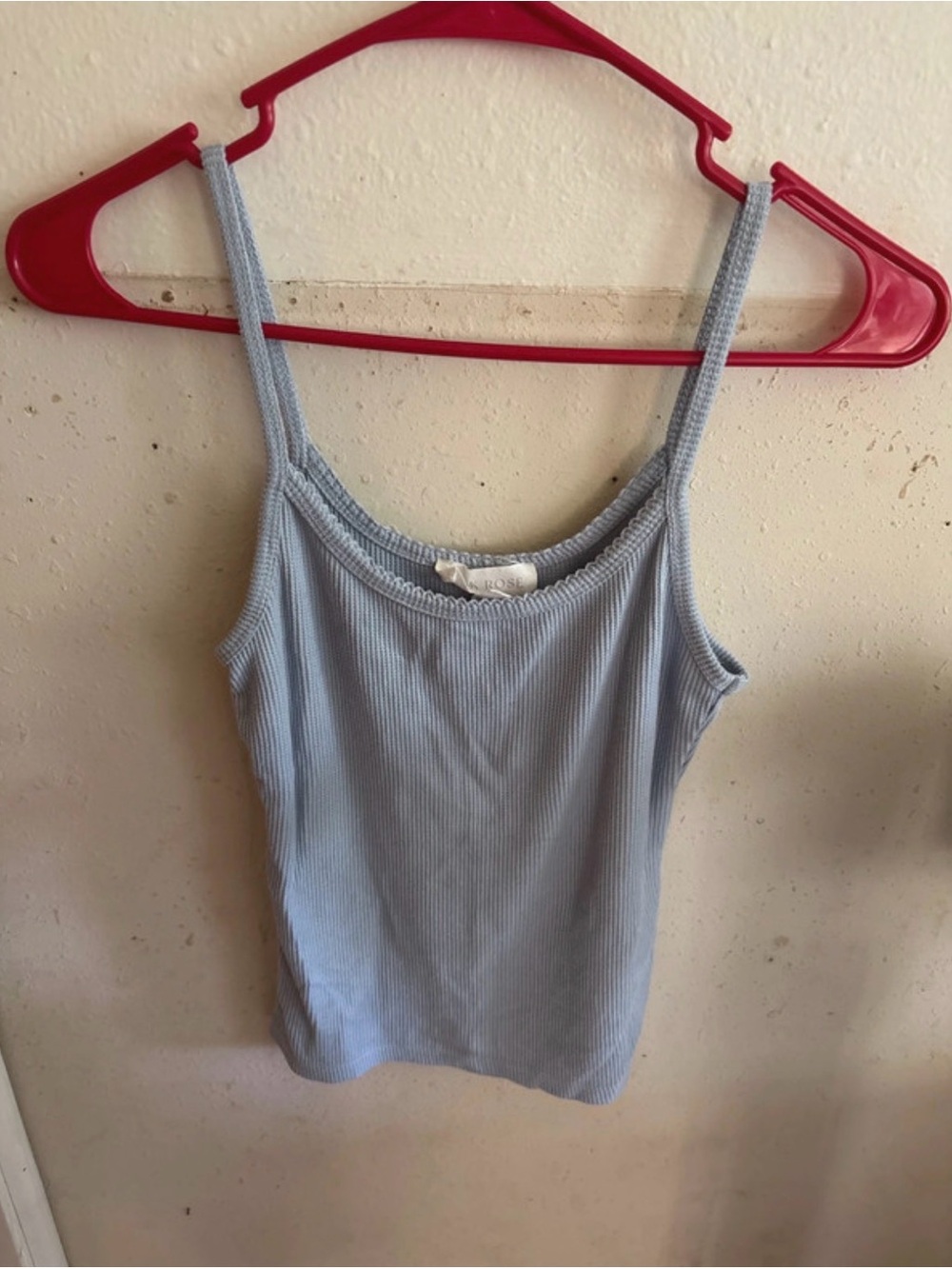 Pink Rose Light Blue Ribbed Camisole Tank